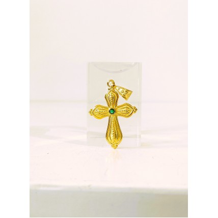 Ασημένιος σταυρός επίχρυσος βυζαντινός με ζιργκόν SCR45